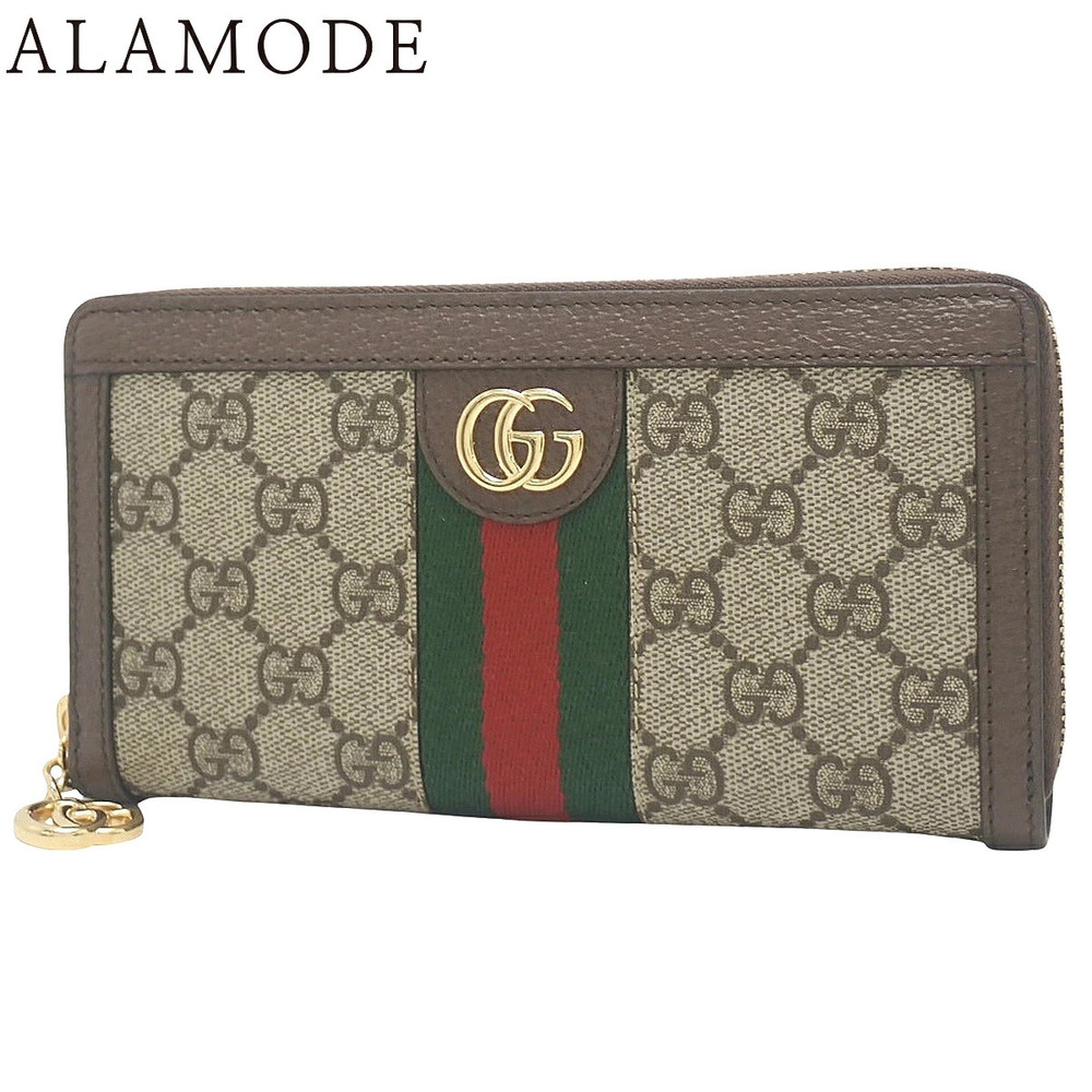 GUCCI Ophidia GG Zip Around Wallet Long Round Zipper Web Supreme Canvas Ebony